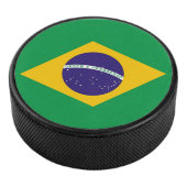 Patriottische hockey puck met vlag van Brazilië (3/4)