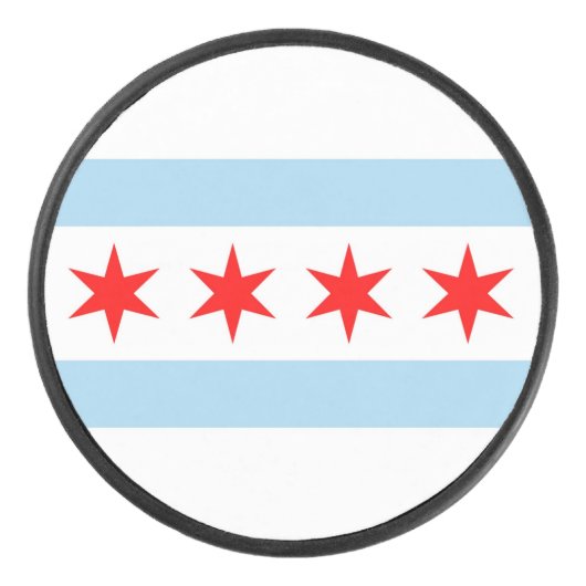 Patriottische hockey puck met vlag van Chicago (Voorkant)