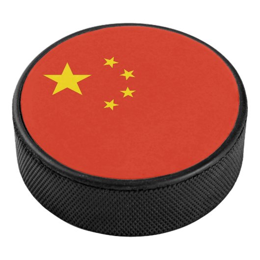 Patriottische hockey puck met vlag van China (3/4)