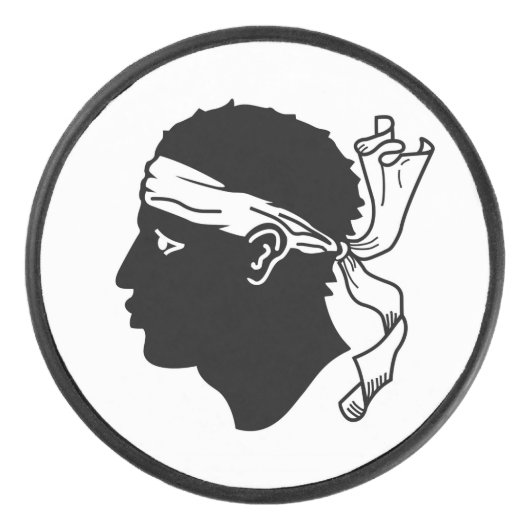 Patriottische hockey puck met vlag van Corsica (Voorkant)