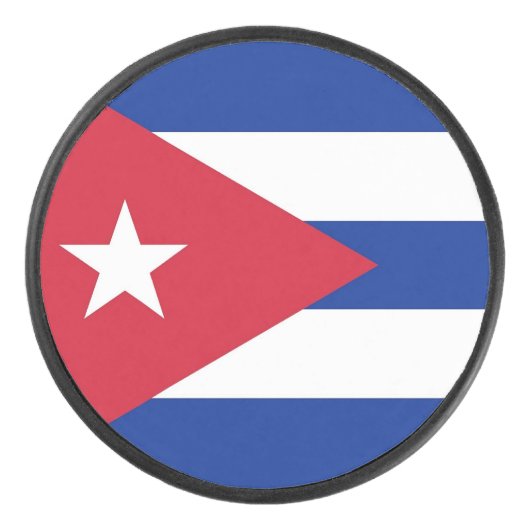 Patriottische hockey puck met vlag van Cuba (Voorkant)