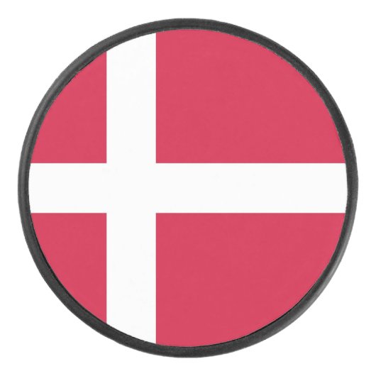 Patriottische hockey puck met vlag van Denemarken (Voorkant)