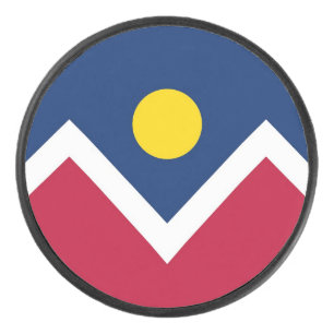 Patriottische hockey puck met vlag van Denver