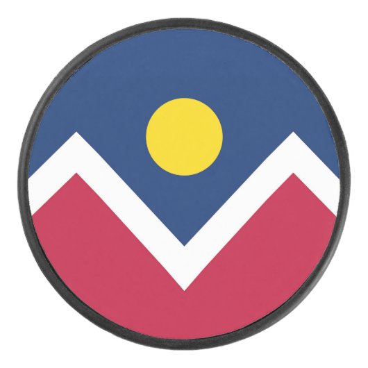Patriottische hockey puck met vlag van Denver (Voorkant)