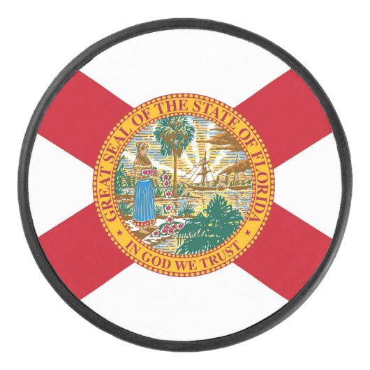 Patriottische hockey puck met vlag van Florida (Voorkant)