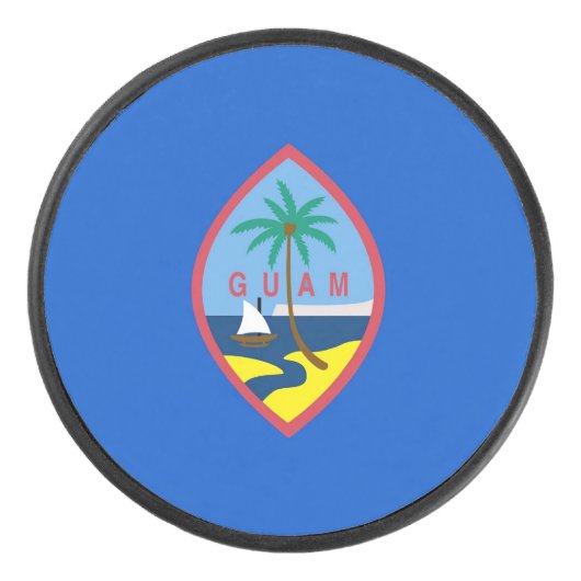 Patriottische hockey puck met vlag van Guam (Voorkant)