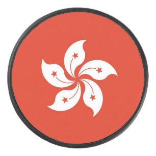 Patriottische hockey puck met vlag van Hong Kong