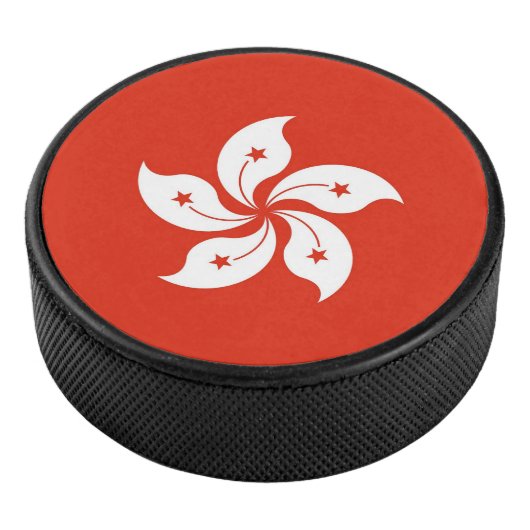 Patriottische hockey puck met vlag van Hong Kong (3/4)