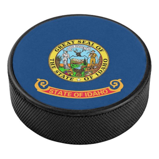Patriottische hockey puck met vlag van Idaho (3/4)