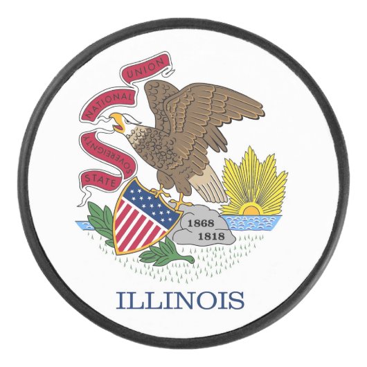 Patriottische hockey puck met vlag van Illinois (Voorkant)