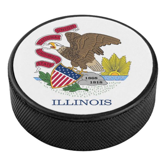 Patriottische hockey puck met vlag van Illinois (3/4)