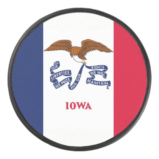 Patriottische hockey puck met vlag van Iowa (Voorkant)