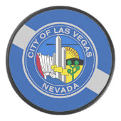 Patriottische hockey puck met vlag van Las Vegas. (Voorkant)
