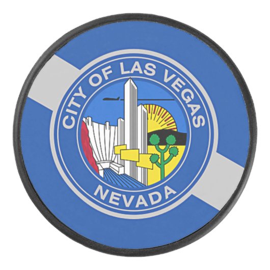 Patriottische hockey puck met vlag van Las Vegas. (Voorkant)