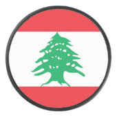 Patriottische hockey puck met vlag van Libanon (Voorkant)