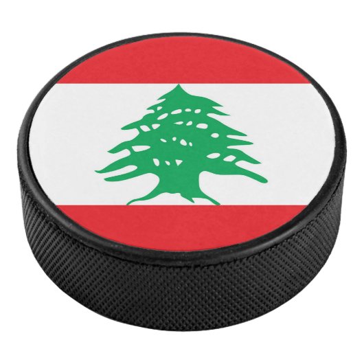 Patriottische hockey puck met vlag van Libanon (3/4)