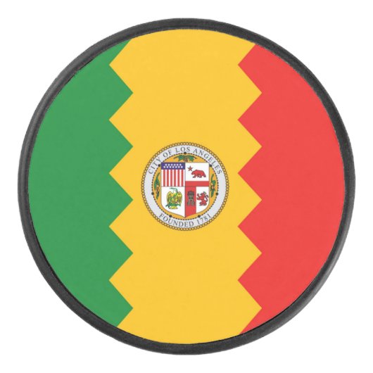 Patriottische hockey puck met vlag van Los Angeles (Voorkant)