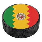 Patriottische hockey puck met vlag van Los Angeles (3/4)