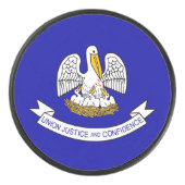 Patriottische hockey puck met vlag van Louisiana (Voorkant)