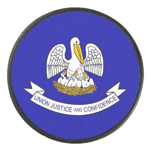 Patriottische hockey puck met vlag van Louisiana (Voorkant)