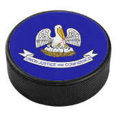 Patriottische hockey puck met vlag van Louisiana (3/4)