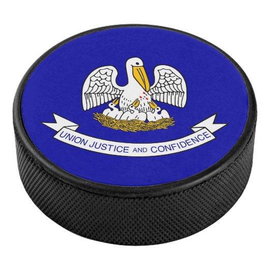 Patriottische hockey puck met vlag van Louisiana (3/4)
