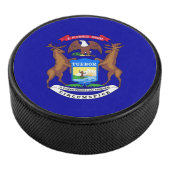 Patriottische hockey puck met vlag van Michigan (3/4)