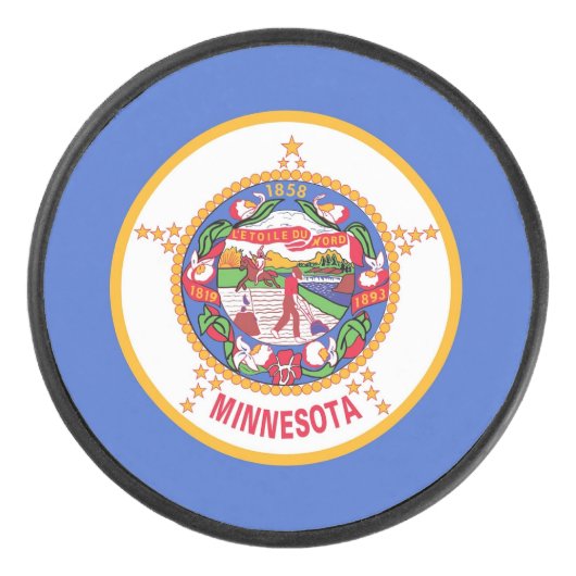 Patriottische hockey puck met vlag van Minnesota (Voorkant)
