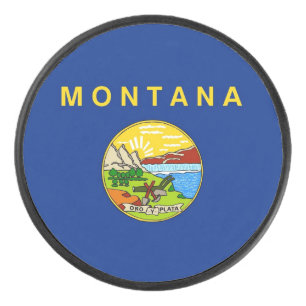 Patriottische hockey puck met vlag van Montana