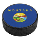Patriottische hockey puck met vlag van Montana (3/4)