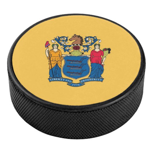Patriottische hockey puck met vlag van New Jersey (3/4)
