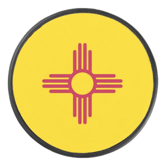Patriottische hockey puck met vlag van New Mexico (Voorkant)