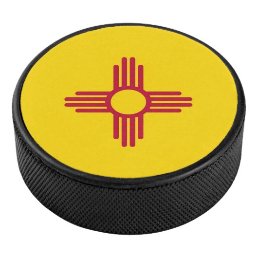 Patriottische hockey puck met vlag van New Mexico (3/4)