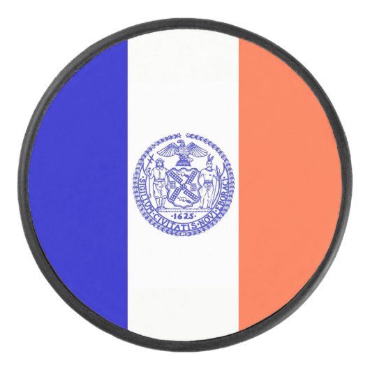 Patriottische hockey puck met vlag van New York Ci (Voorkant)