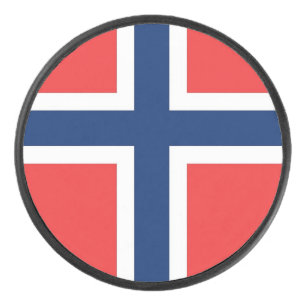 Patriottische hockey puck met vlag van Noorwegen