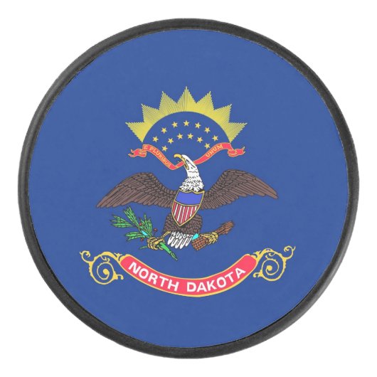 Patriottische hockey puck met vlag van North Dakot (Voorkant)
