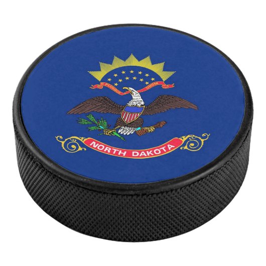 Patriottische hockey puck met vlag van North Dakot (3/4)