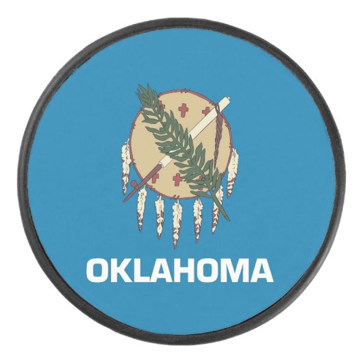Patriottische hockey puck met vlag van Oklahoma St (Voorkant)