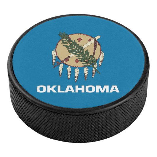 Patriottische hockey puck met vlag van Oklahoma St (3/4)
