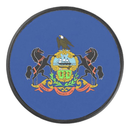Patriottische hockey puck met vlag van Pennsylvani (Voorkant)