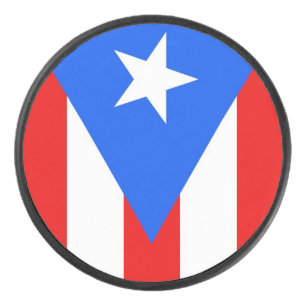 Patriottische hockey puck met vlag van Puerto Rico