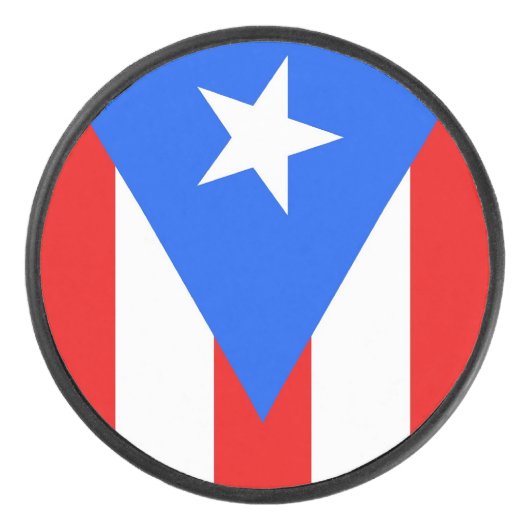 Patriottische hockey puck met vlag van Puerto Rico (Voorkant)