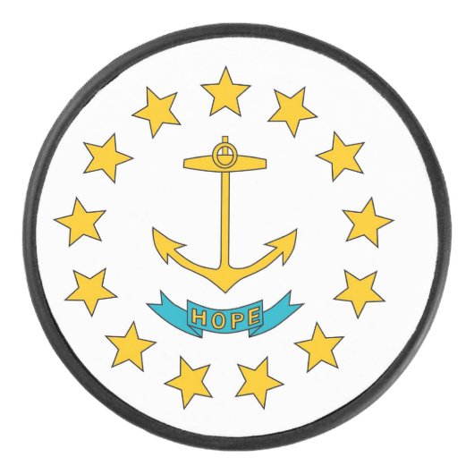 Patriottische hockey puck met vlag van Rhode Islan (Voorkant)