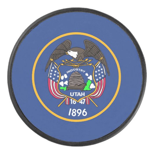 Patriottische hockey puck met vlag van Utah (Voorkant)