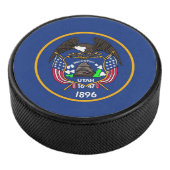 Patriottische hockey puck met vlag van Utah (3/4)