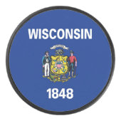 Patriottische hockey puck met vlag van Wisconsin (Voorkant)
