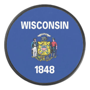 Patriottische hockey puck met vlag van Wisconsin