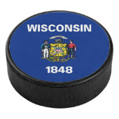 Patriottische hockey puck met vlag van Wisconsin (3/4)