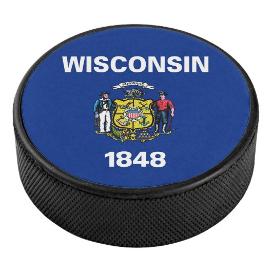 Patriottische hockey puck met vlag van Wisconsin (3/4)