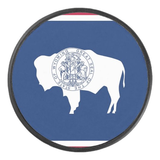 Patriottische hockey puck met vlag van Wyoming (Voorkant)